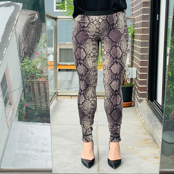 REBECCA TAYLOR Python Stretchy Snakeskin Pants Reptile Leggings - Picture 7 of 16